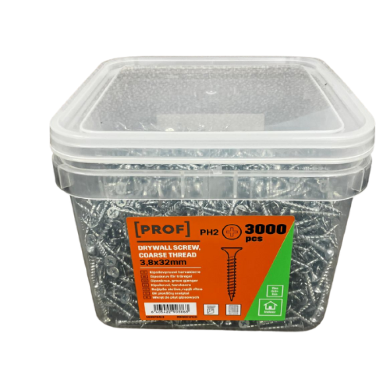 Ģipškartona skrūves (rupjā vītne) 3.8x32 mm, 3000gb iepakojums